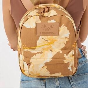 🌺 ALOHA COLLECTION Taha'a Floral Mini Backpack - Brown, Cream, Yellow